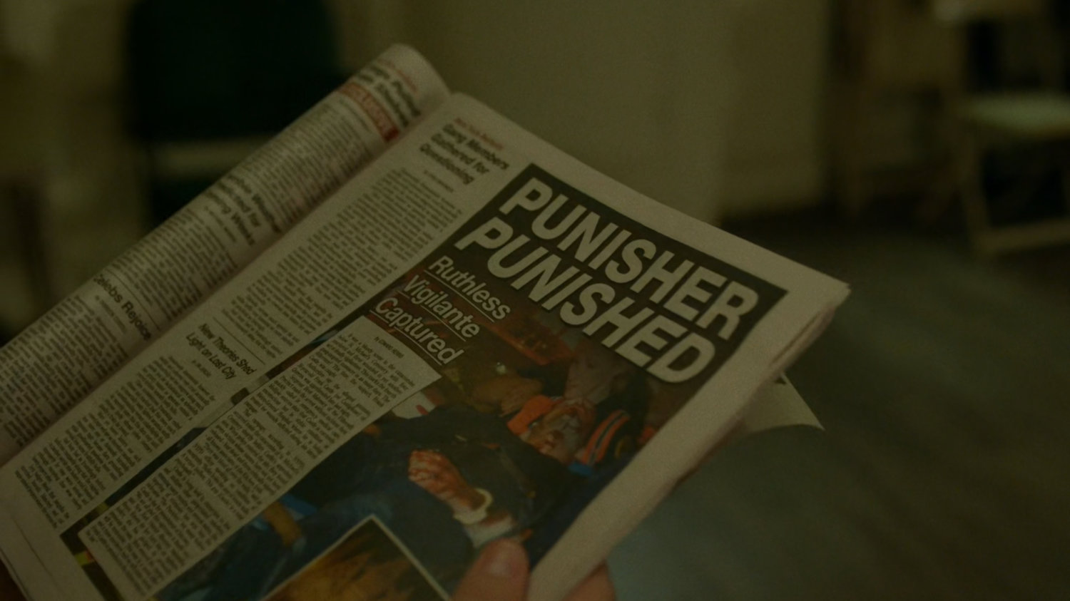 Newspaper story, "Punisher Punished."