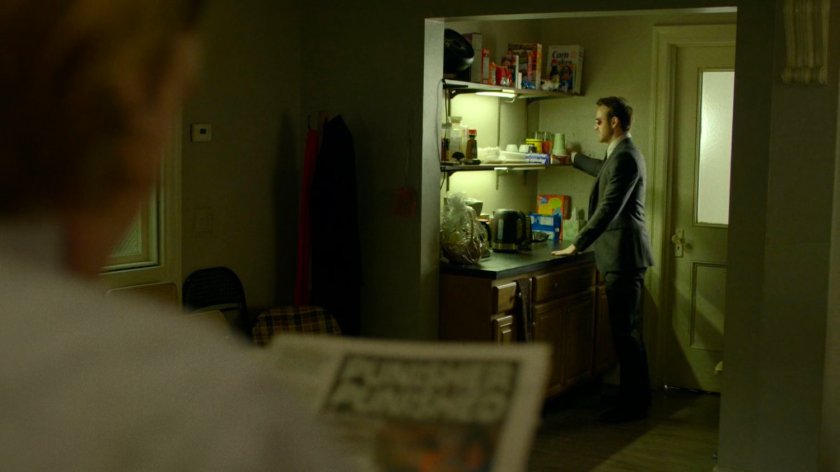 Matt in the kitchen at the Nelson & Murdock offices.