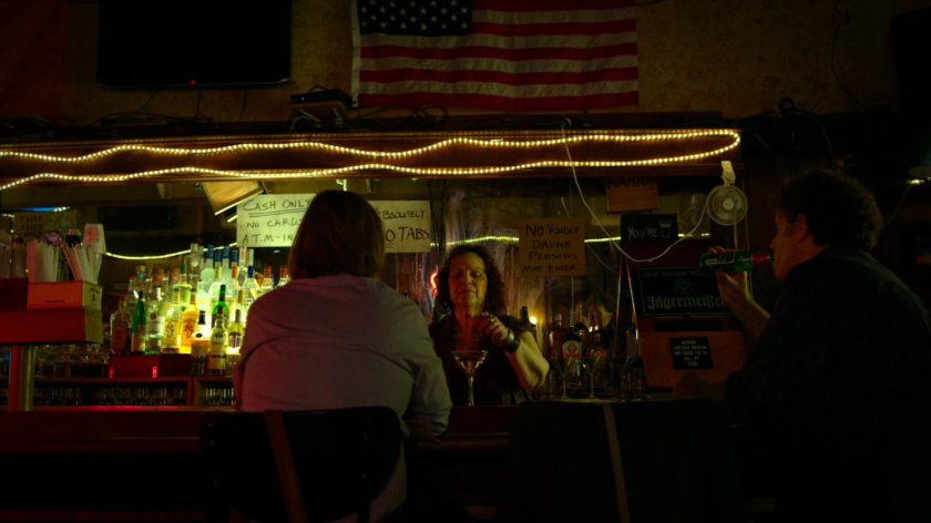 Foggy sitting at the bar in Josie's Bar.