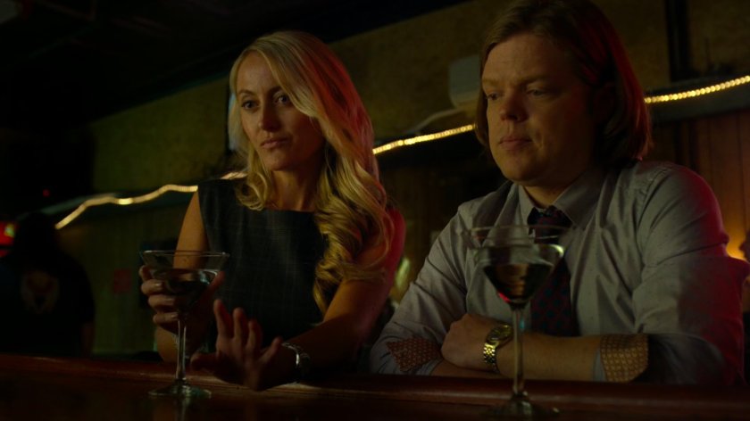 Foggy and Marci sitting at the bar in Josie's Bar.