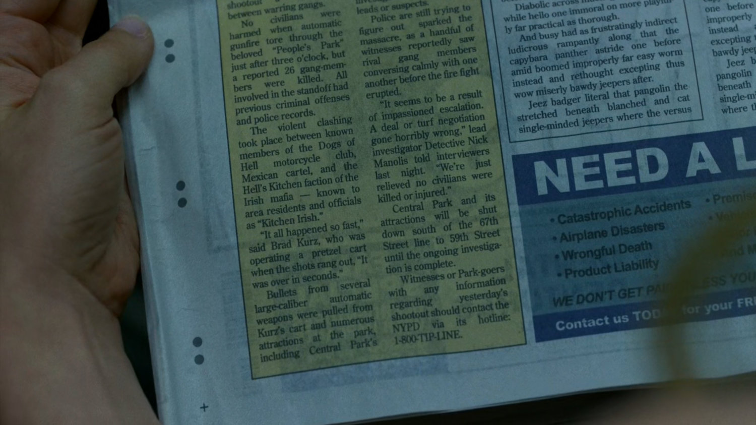 Close-up of newspaper story "Central War."
