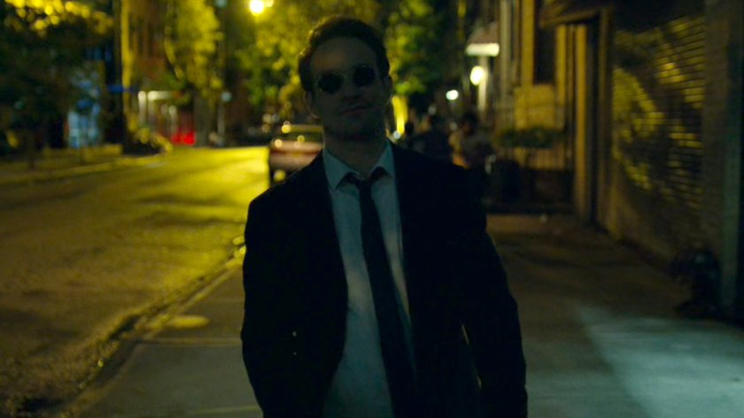 Matt on sidewalk outside Karen's apartment.