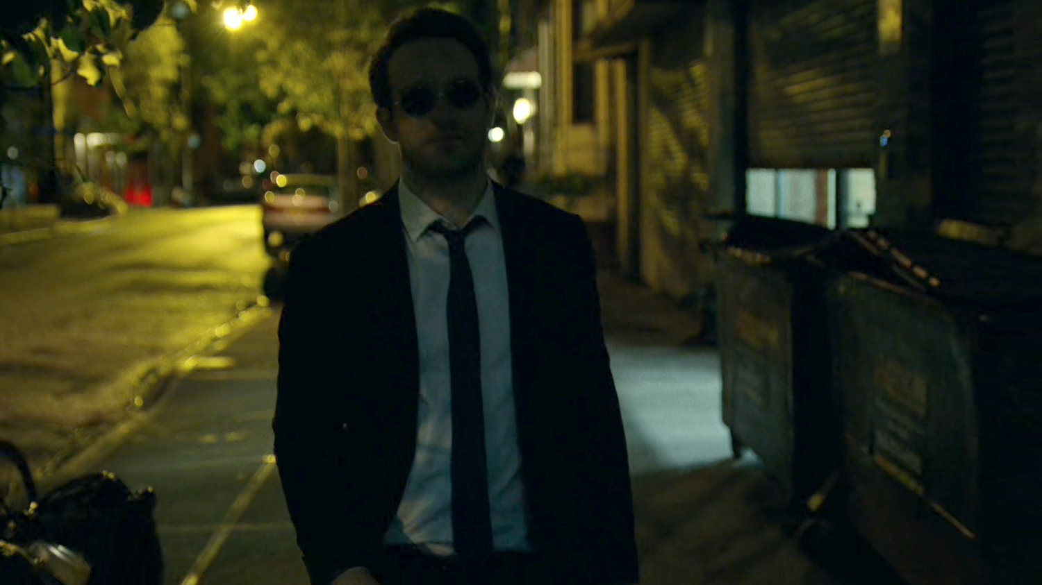 Matt on sidewalk outside Karen's apartment.