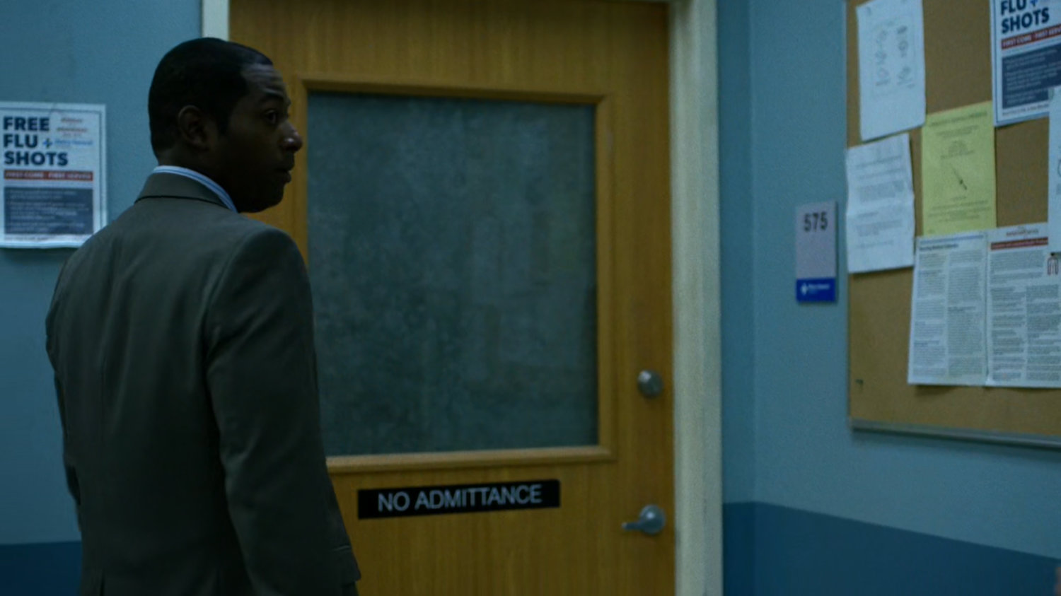 Detective Mahoney outside Frank Castle's Metro-General Hospital room.