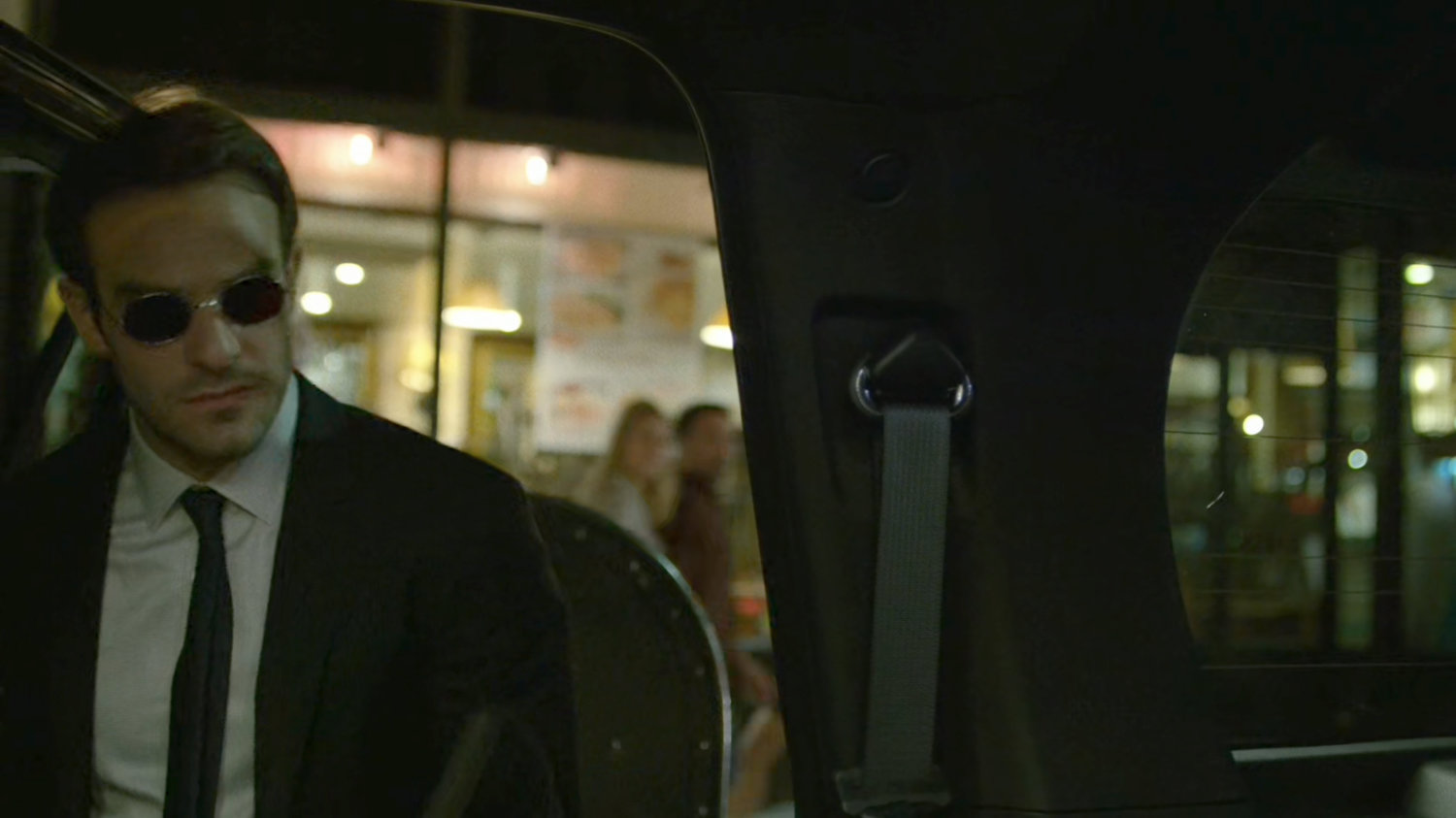 Matt gets into a Limo on a New York sidewalk.