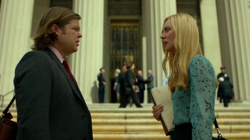 Foggy and Karen outside the courthouse.