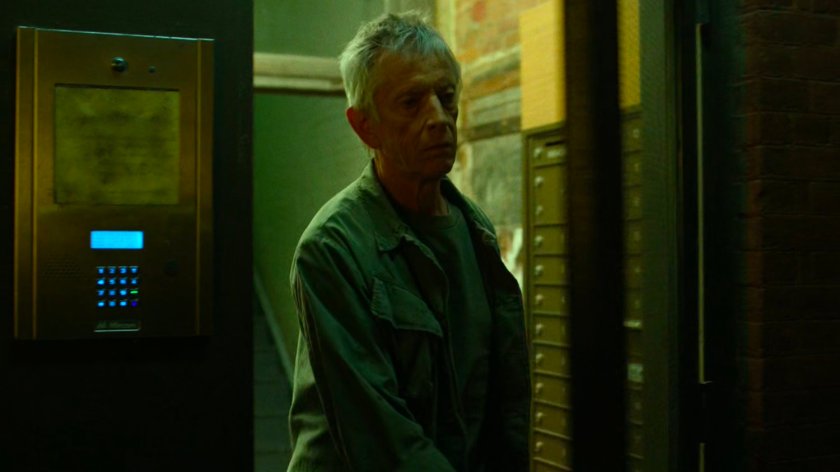 Stick leaves Matt's apartment building.