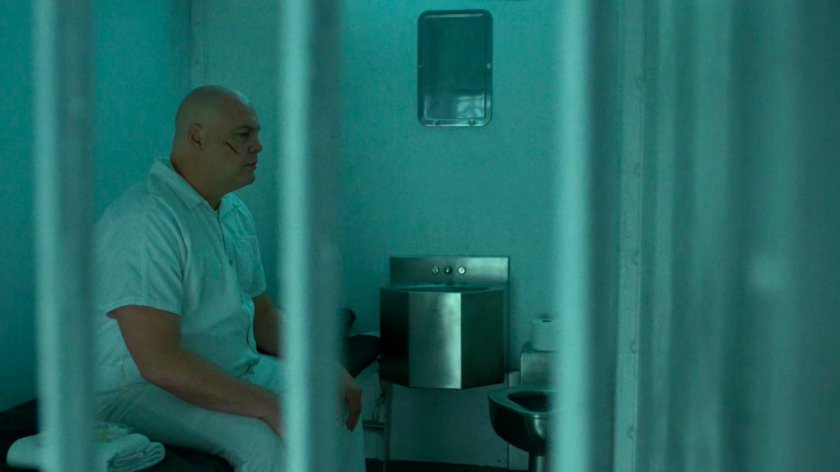 Wilson Fisk in a prison cell at Ryker's Island correctional facility.