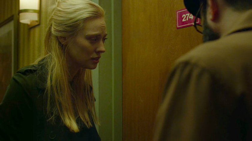 Karen and Ellison in hallway outside Tepper's motel room.