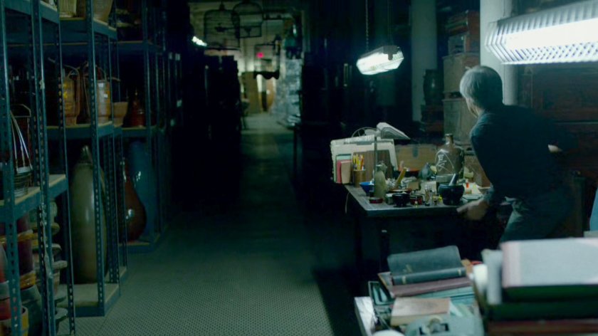 Man at The Farm reacting to a noise in the dark.