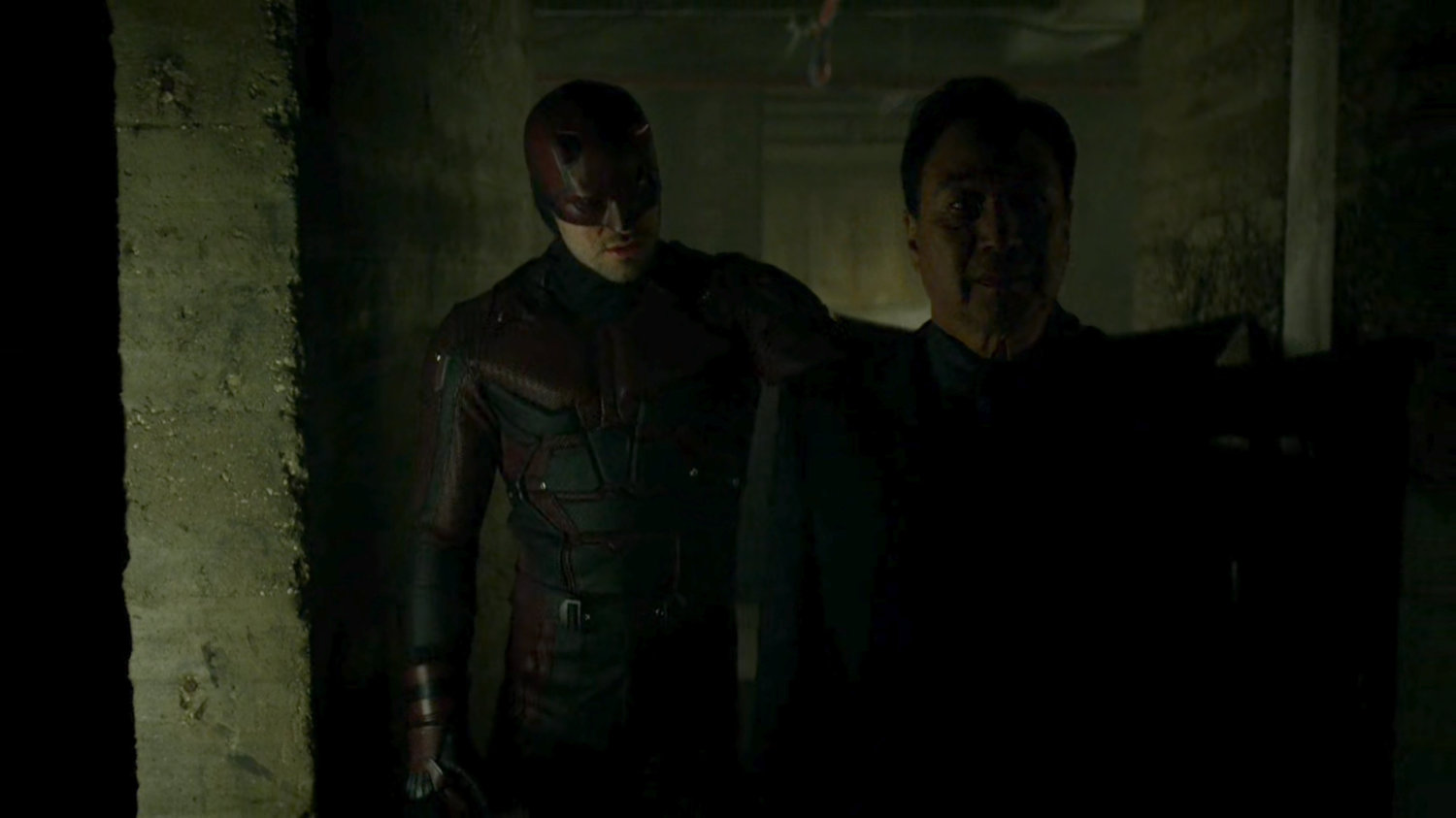 Daredevil and Hirochi in the basement of The Farm.