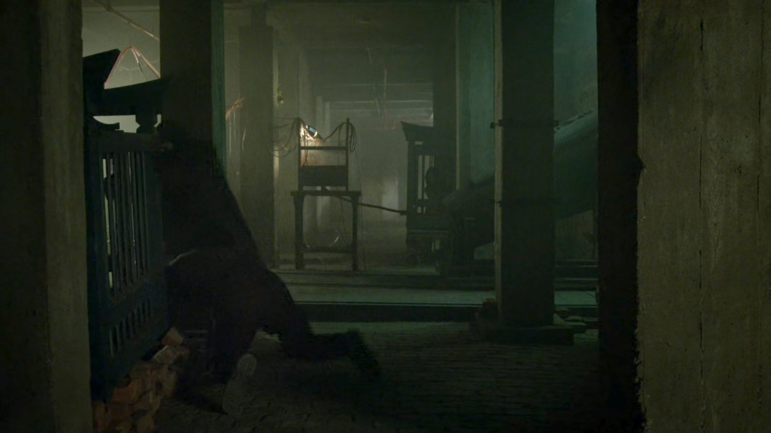 Daredevil fights Nobu in the basement of The Farm.