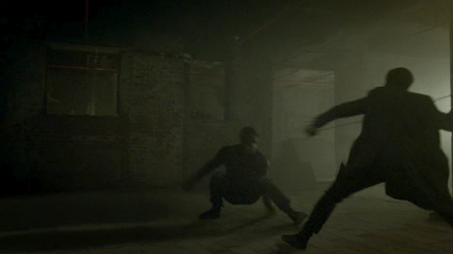 Daredevil fights Nobu in the basement of The Farm.