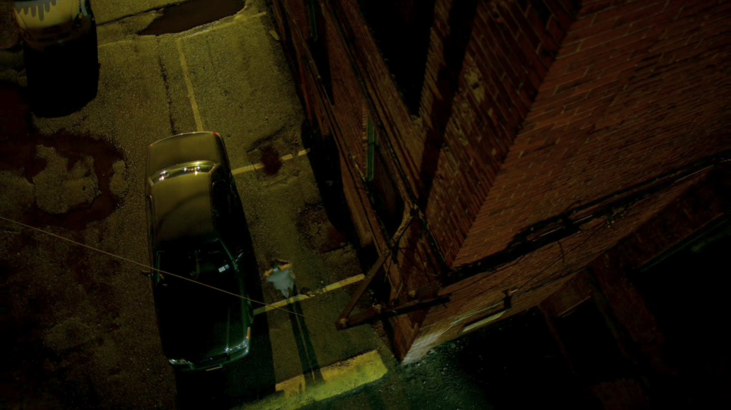 Aerial view of Detective Mahoney outside "The Farm."