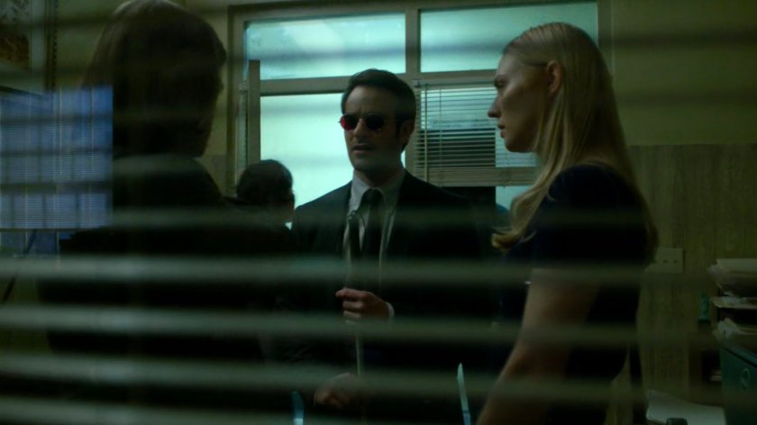 Matt, Karen, and Foggy outside the District Attorney's office.