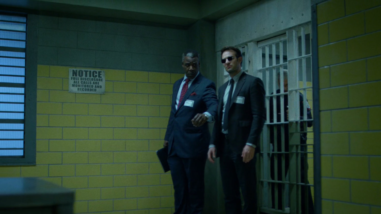 Matt with lawyer Donovan inside Ryker's Island correctional facility.