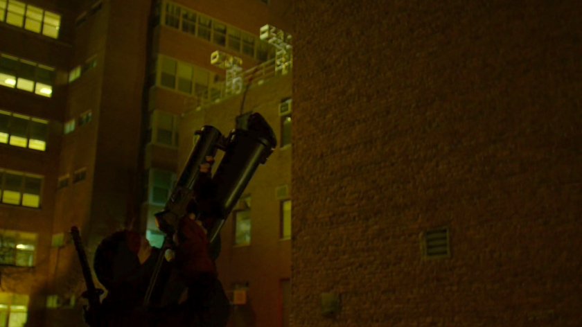 Hand Ninja with cable gun outside Metro-General hospital.