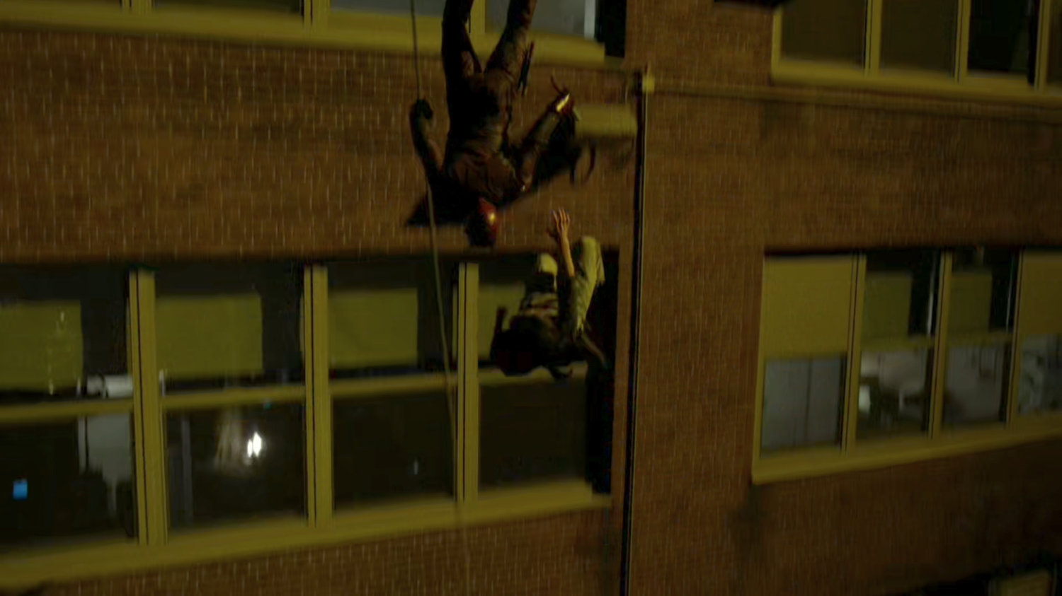 Daredevil diving after Claire falling outside Metro-General hospital.