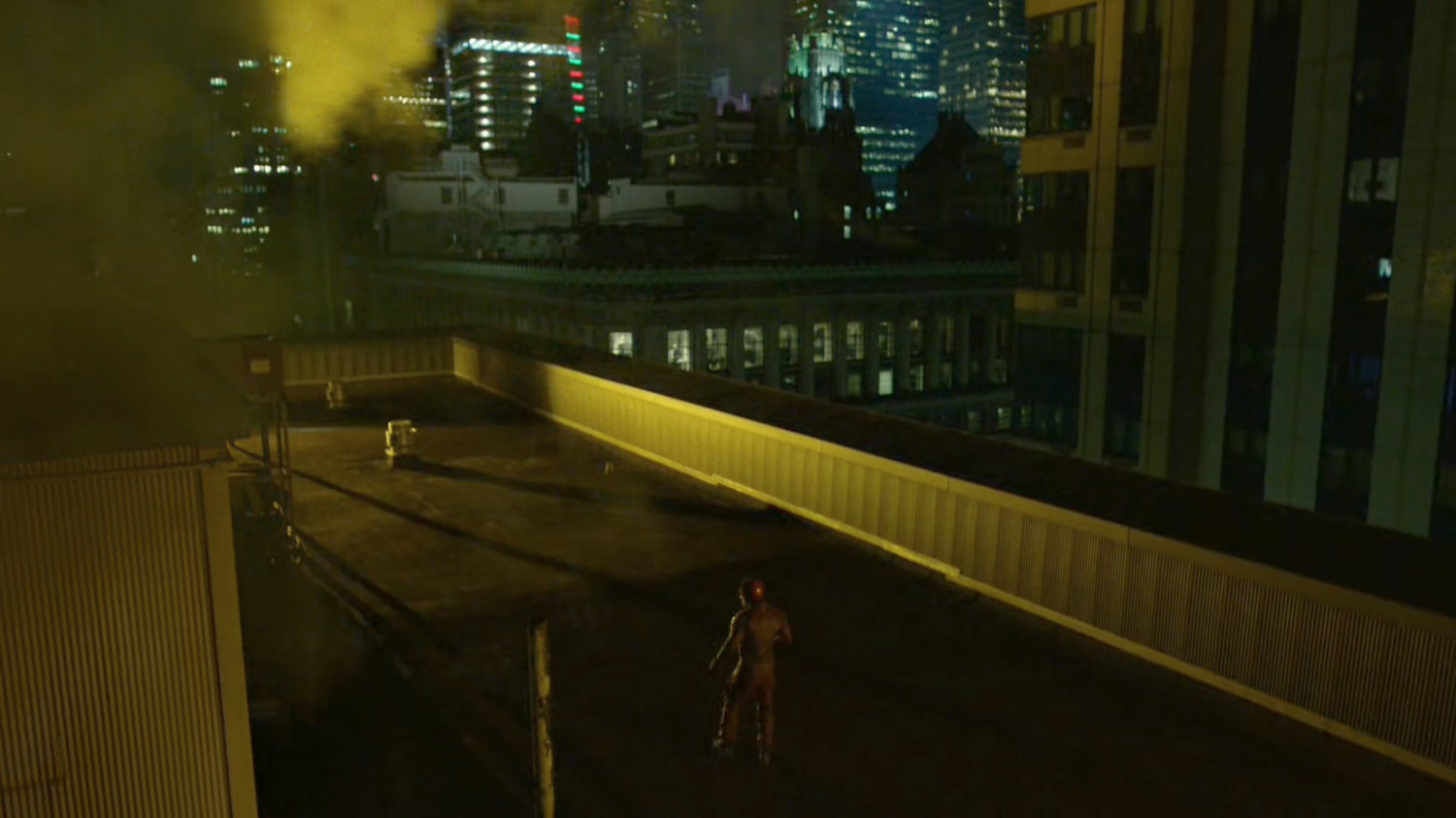 Daredevil on the roof of Metro-General hospital.