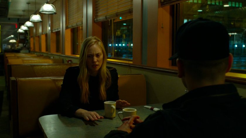 Frank and Karen in an empty diner.