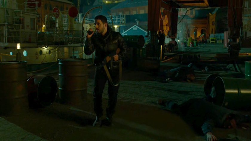 Guard walking along Pier 81.