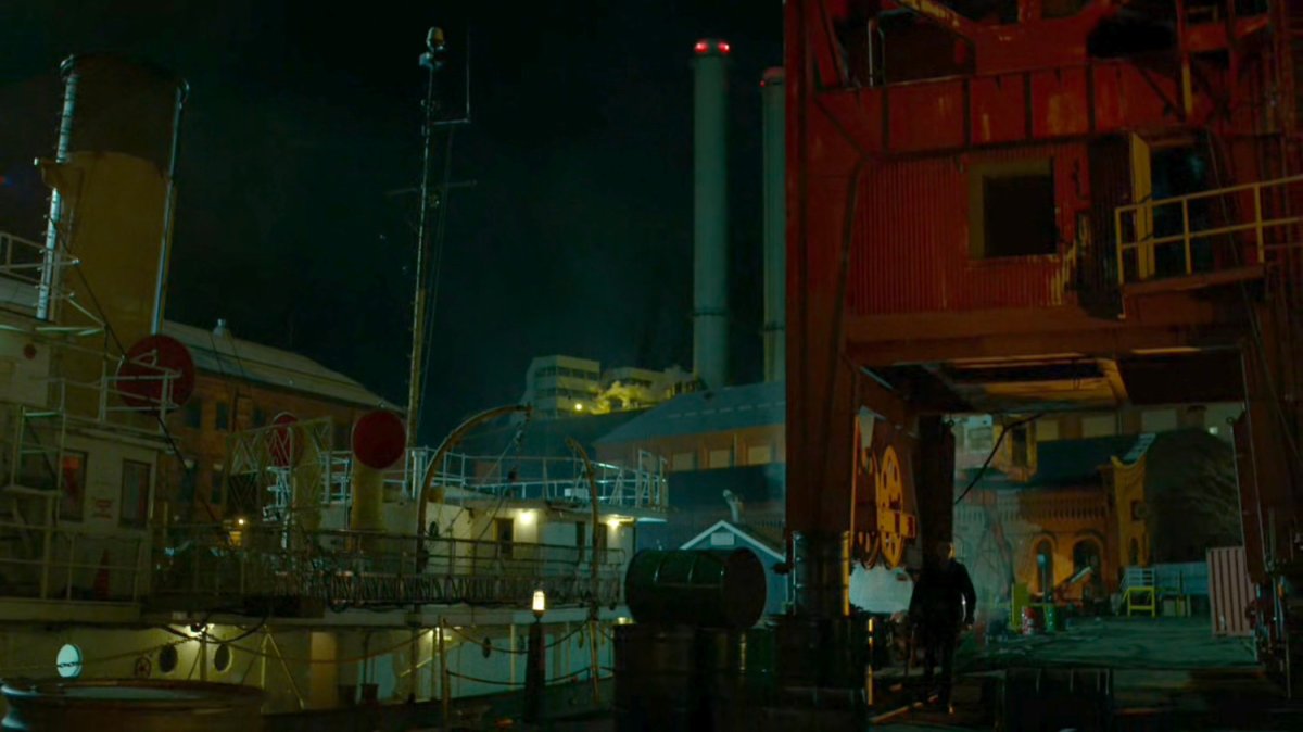 Frank emerges from the shadows on Pier 81.