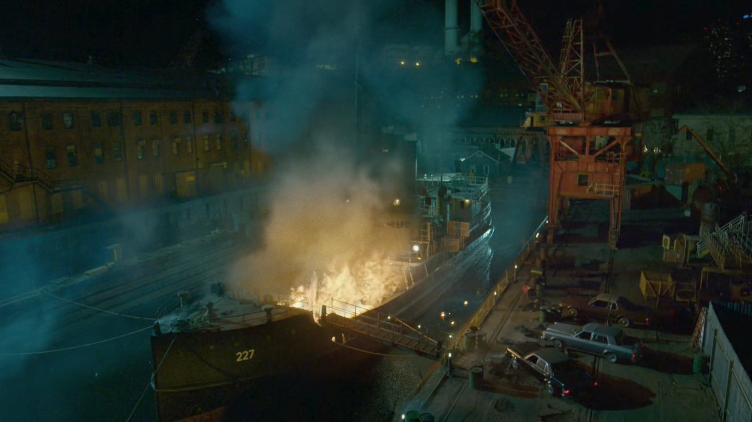 The Blacksmith's boat explodes at Pier 81.
