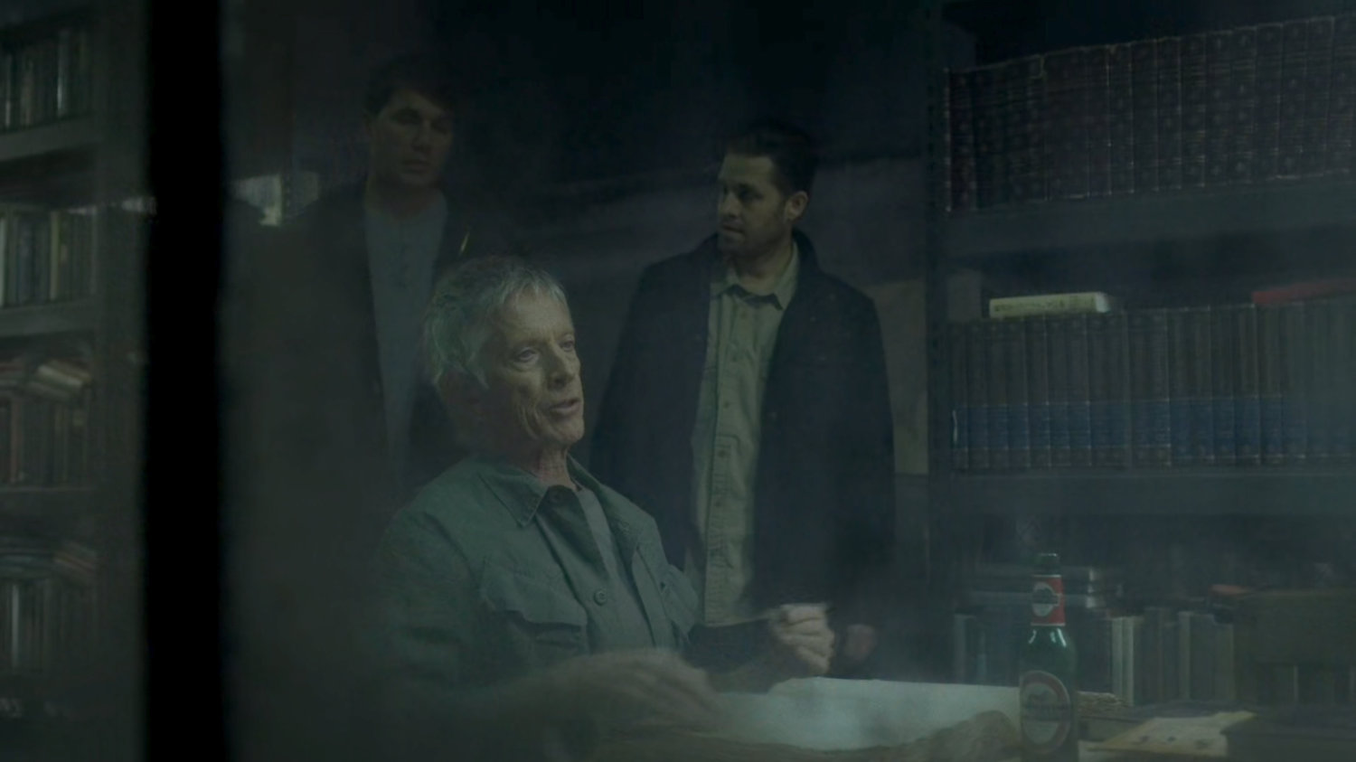Stick and his two soldiers in the Chaste library.