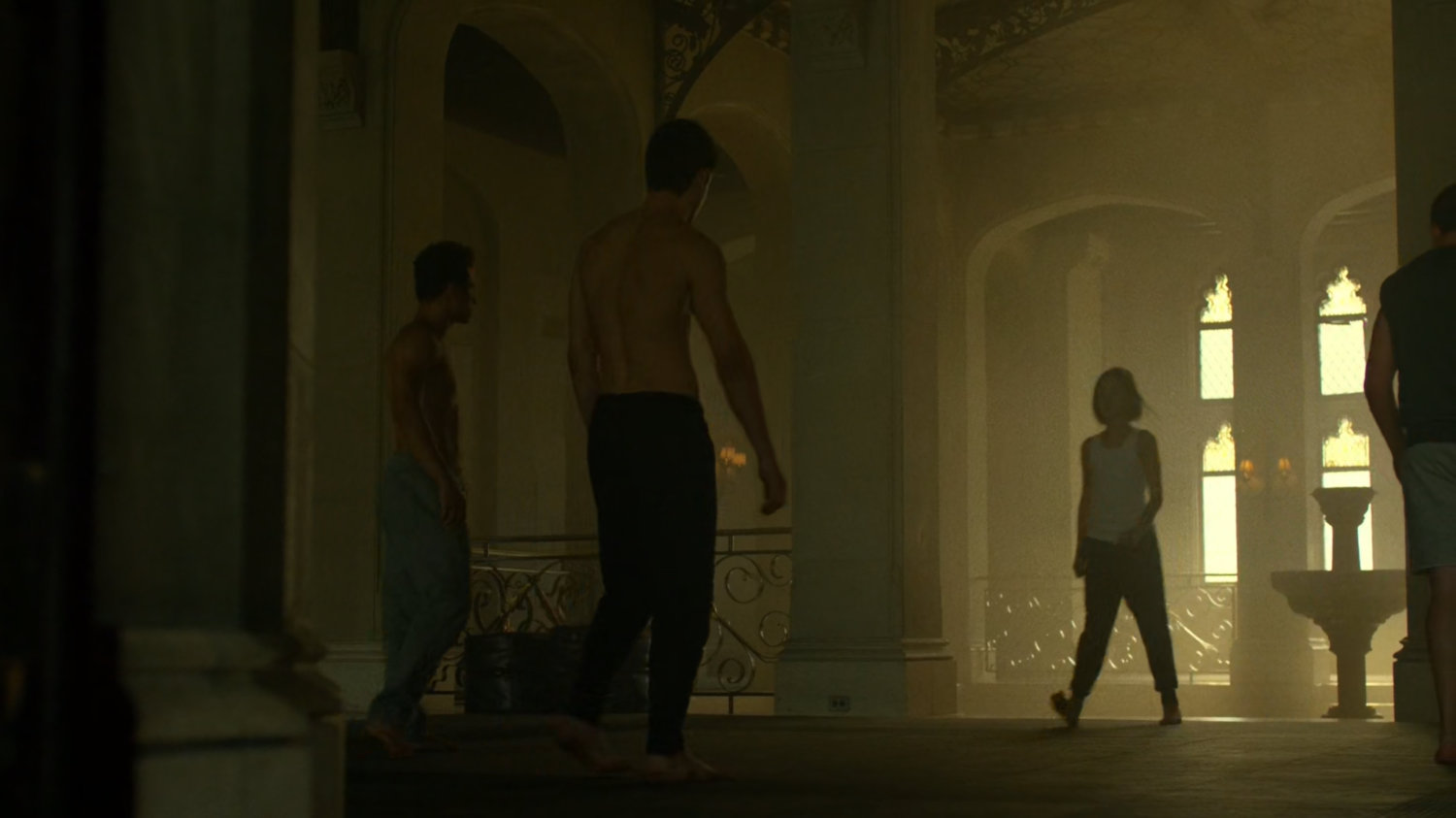 Young Elektra trains in the Chaste mansion.