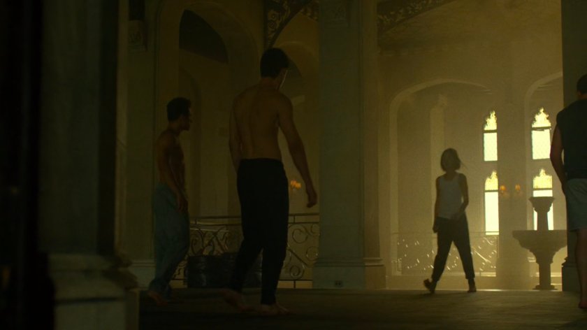 Young Elektra trains in the Chaste mansion.