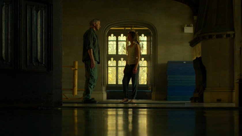 Stick talks to young Elektra in the Chaste mansion.