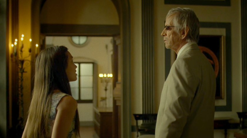 Young Elektra and Stick in the Natchios Mansion.