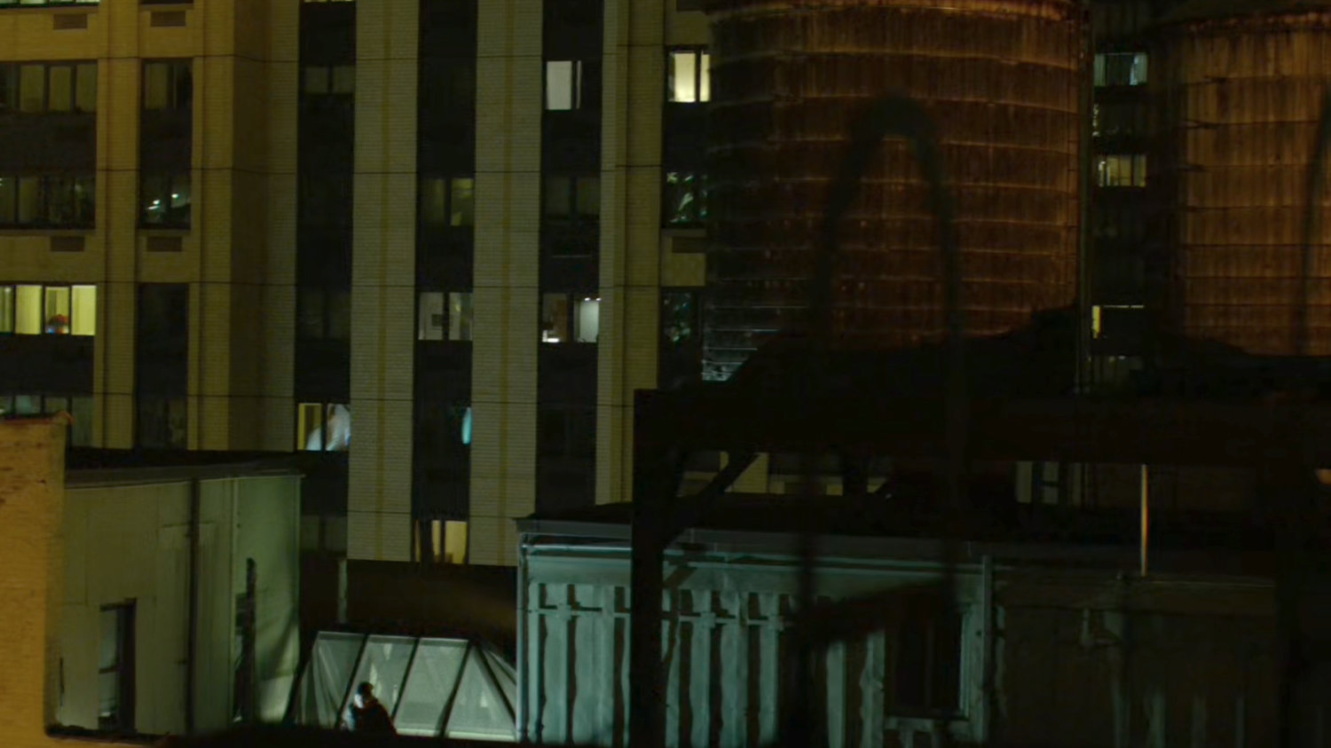 Daredevil's POV of rooftops from a New York rooftop.