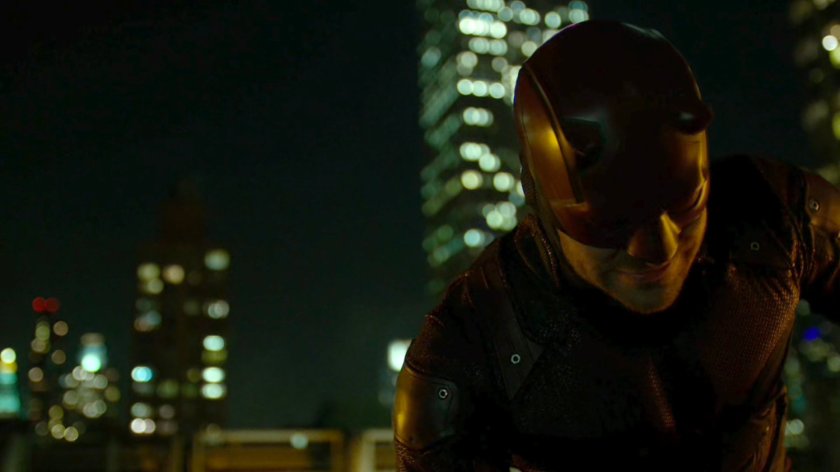Daredevil on a New York rooftop.