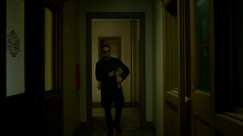 Matt Murdock walking the hallway outside Nelson & Murdock offices.