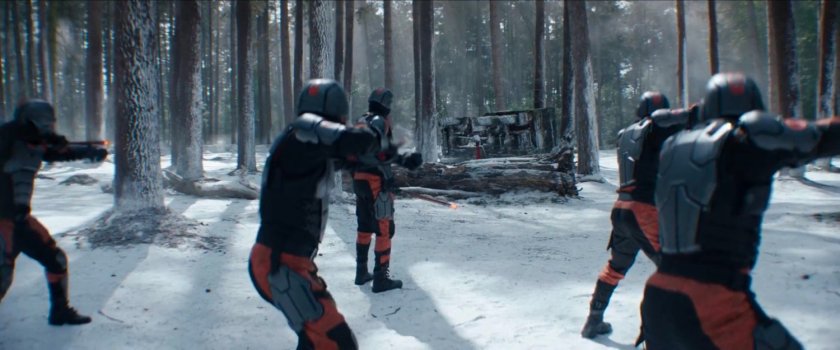 TVA agents in snowy North Dakota woods.