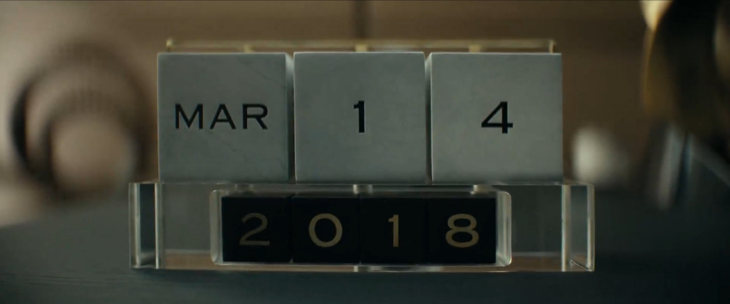 Closeup of desk calendar. Mar 14, 2018.