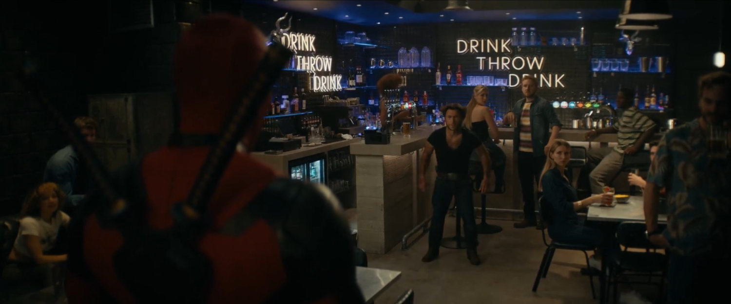 Deadpool and comic-accurate Wolverine inside Cape Town Axe Bar.