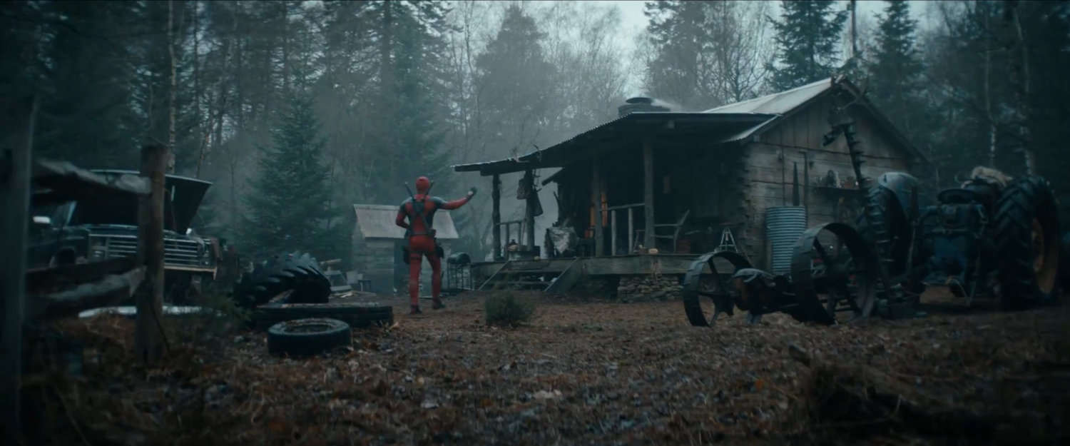 Deadpool outside decrepit shack.