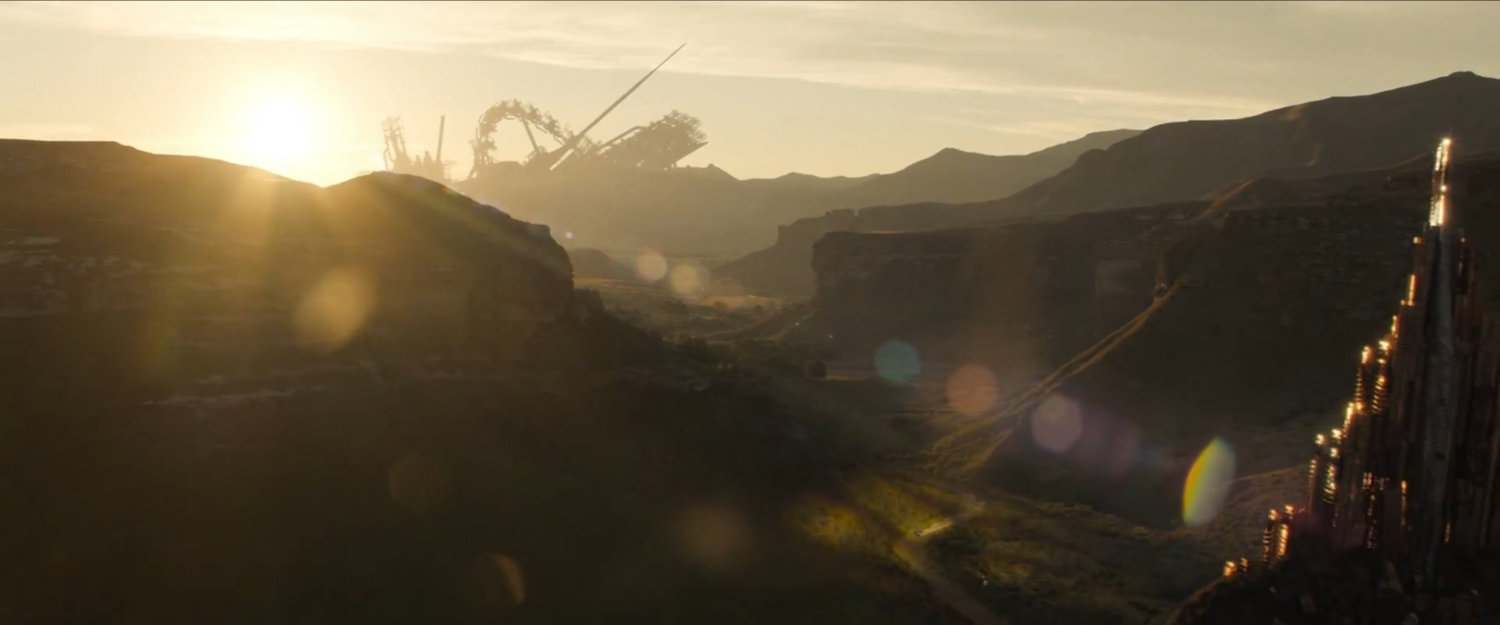Sun setting behind hills in the Void.