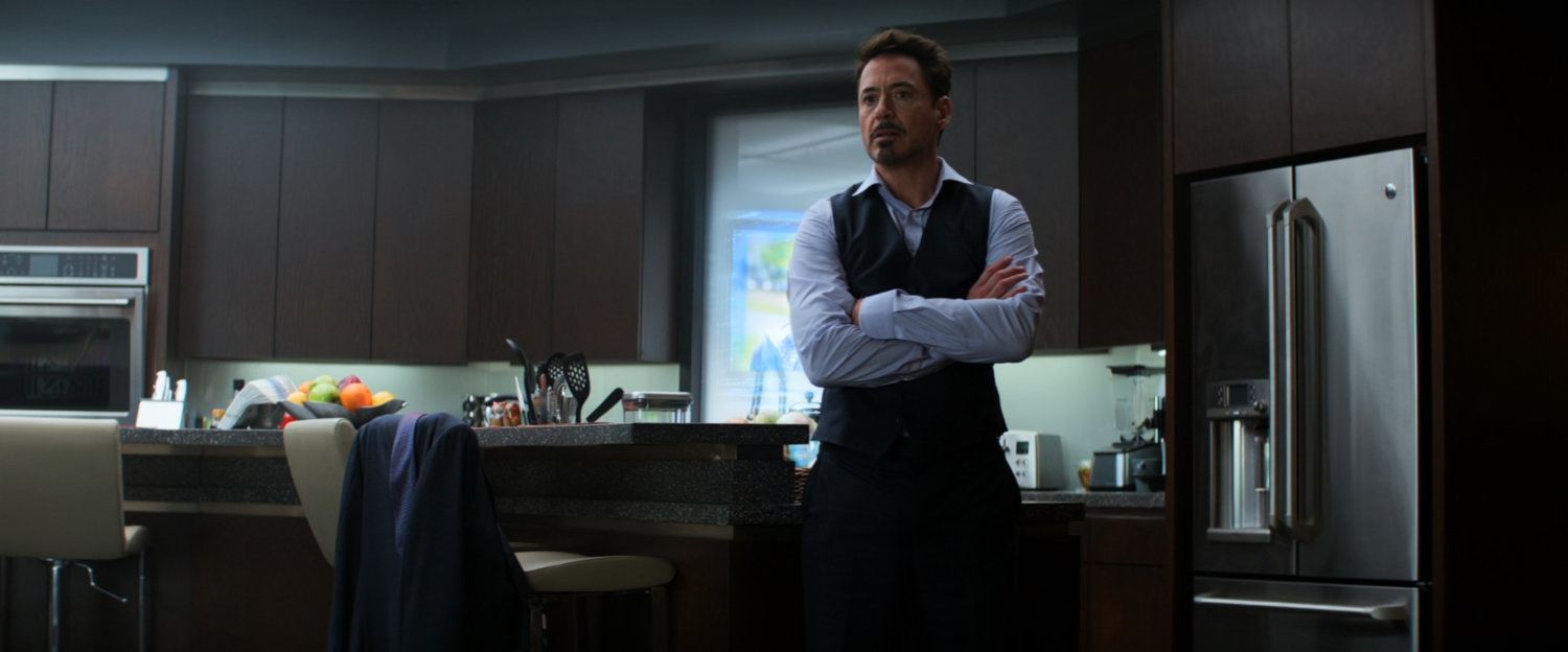 Tony in the Avengers kitchen.