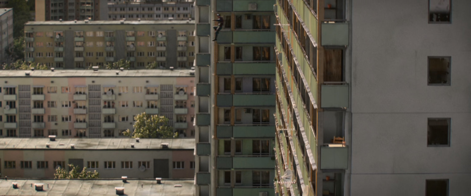 View of Bucharest apartment buildings.