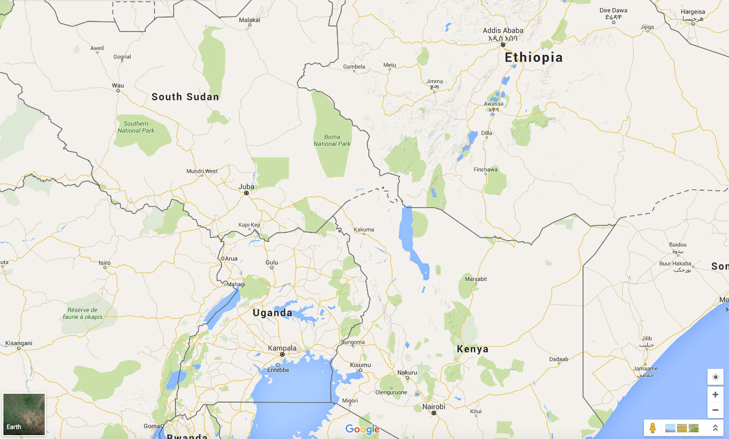 Map of Africa states, where the location of Wakanda should be.