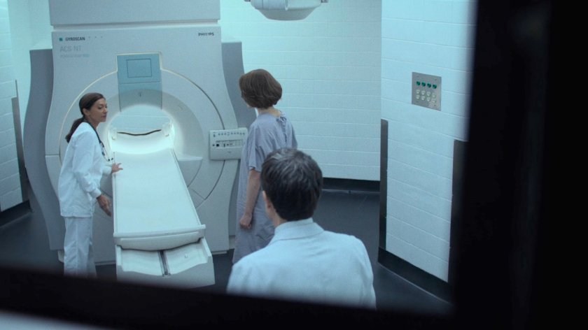 Alexandra Reid preparing to get into MRI machine at hospital.