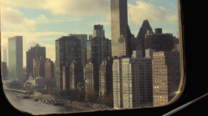 View from city bus crossing a bridge.