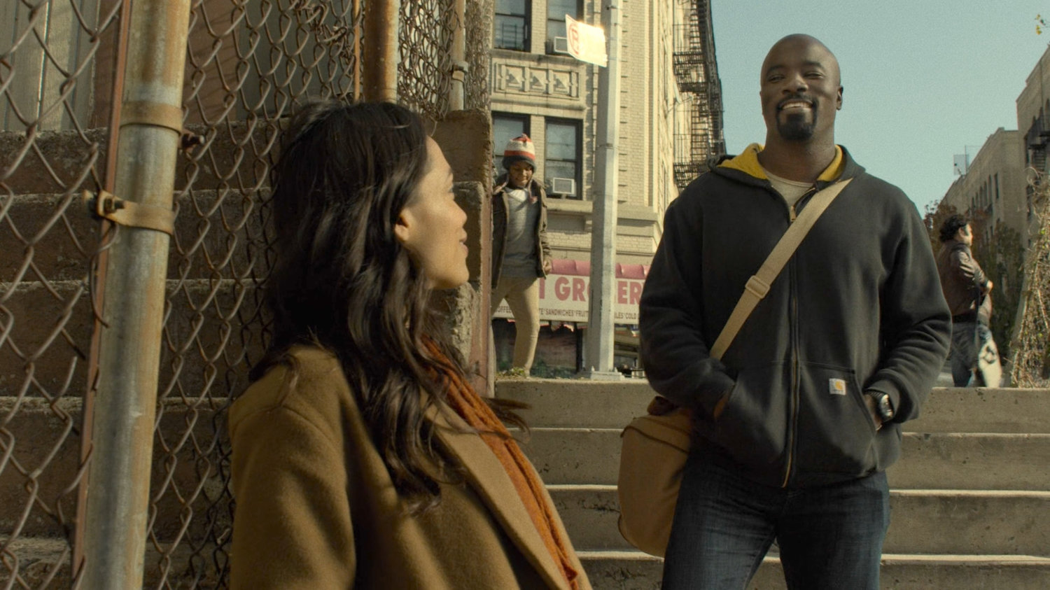 Luke Cage walking towards Claire Temple.