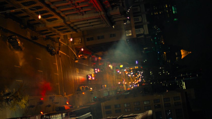 Tilted view of street outside Matt Murdock's apartment.