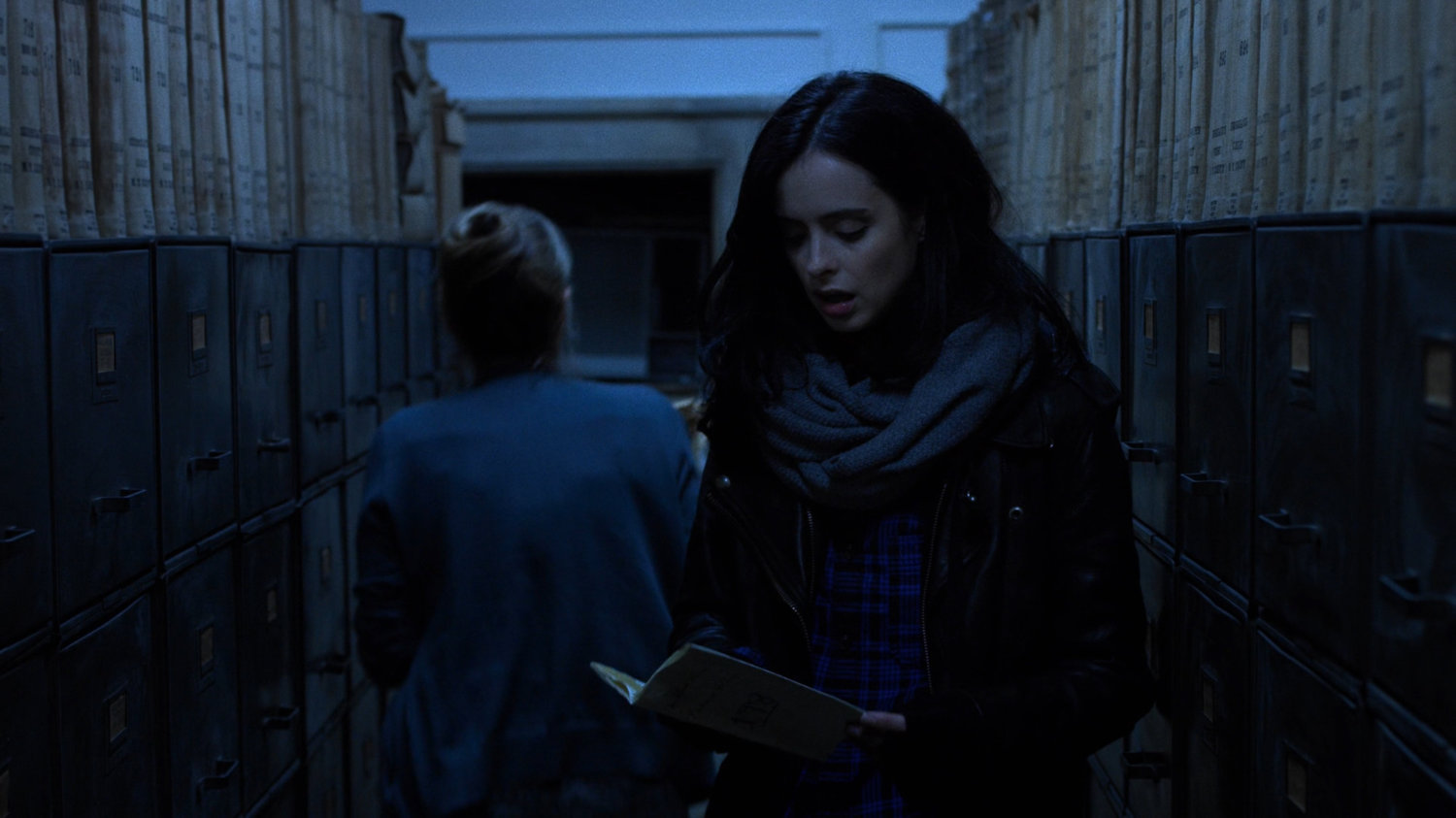 Jessica asking questions of a staffer in the New York Archives.