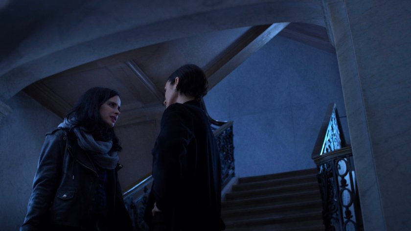 Jeri Hogarth and Jessica at the foot of stairs at the New York Archives.