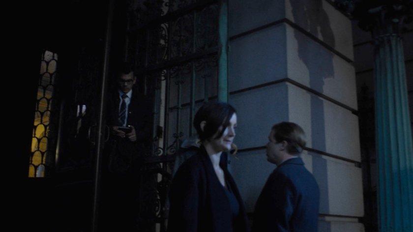 Jeri exiting the New York Archives.